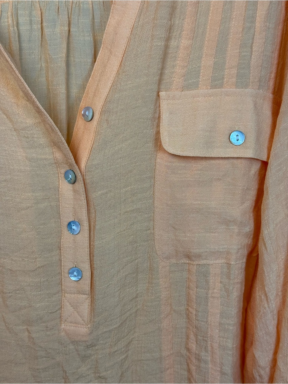 Ruby Rd. Peach-Orange Split-Neck Button Tunic - Picture 7 of 8